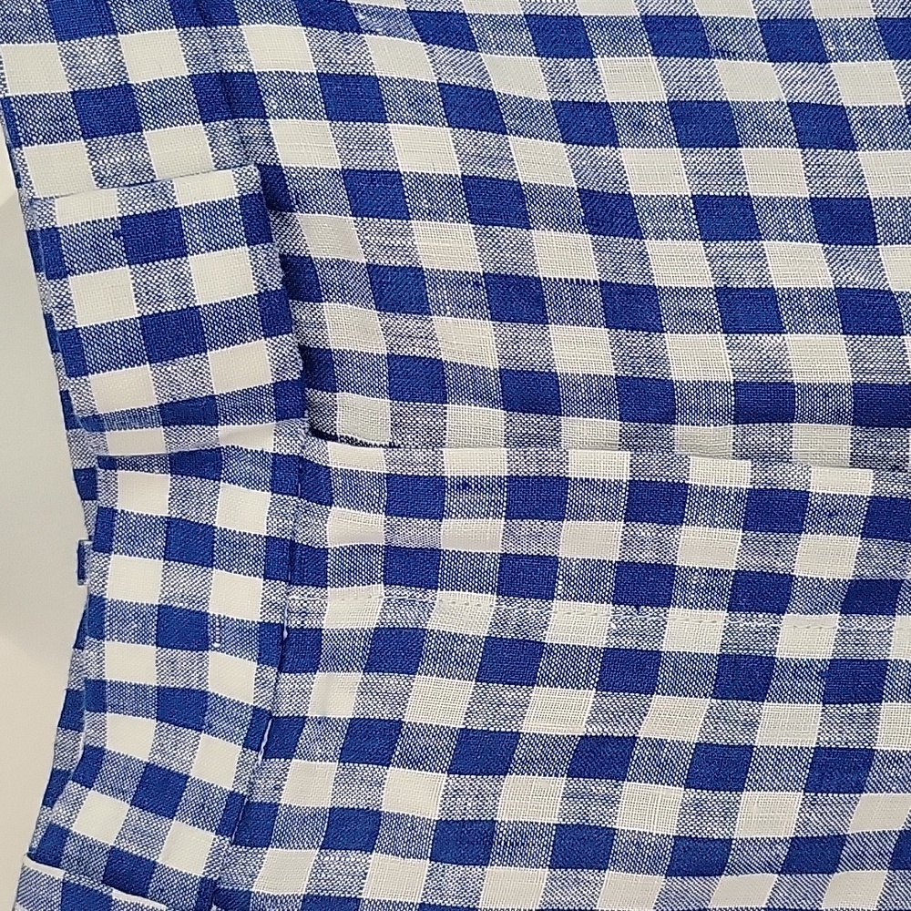 J. Crew Linen Petite Blue Gingham Pants Size 4P - Picture 4 of 11